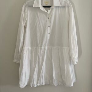 Anthopologie White Long Sleeve Cotton Button-Up Dress